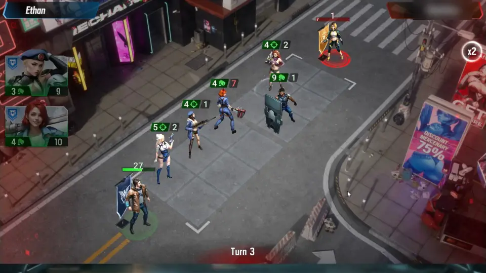 Lust Goddess battle on turn 3, with the hand of cards on the left