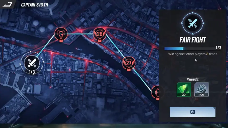Lust Goddess Captain's Path map with the Fair Fight task